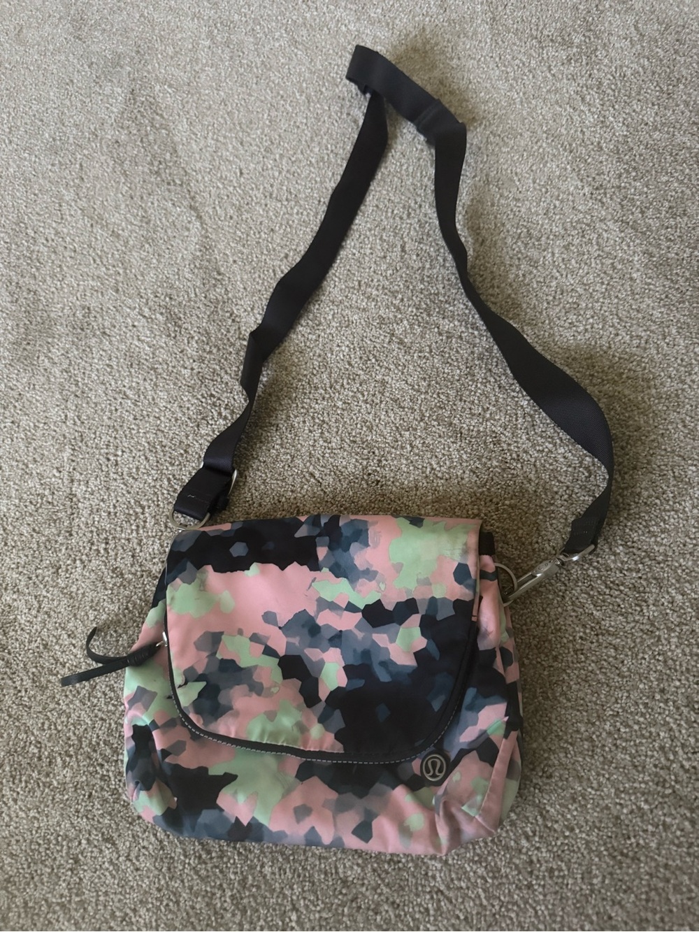 lululemon athletica Pink Green Black Camo Crossbody Bag